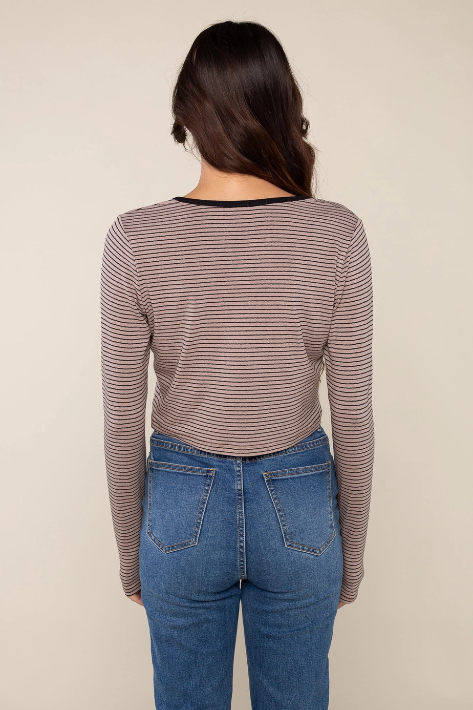 Striped Crop Long Sleeve Tee