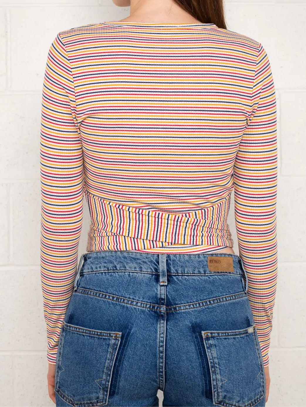Striped Crop Tie Top