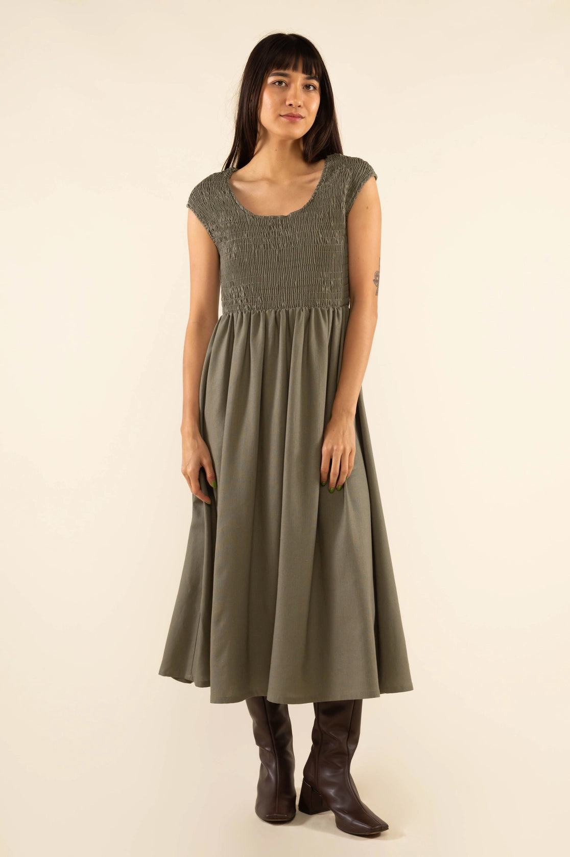 Linen Shirred Dress