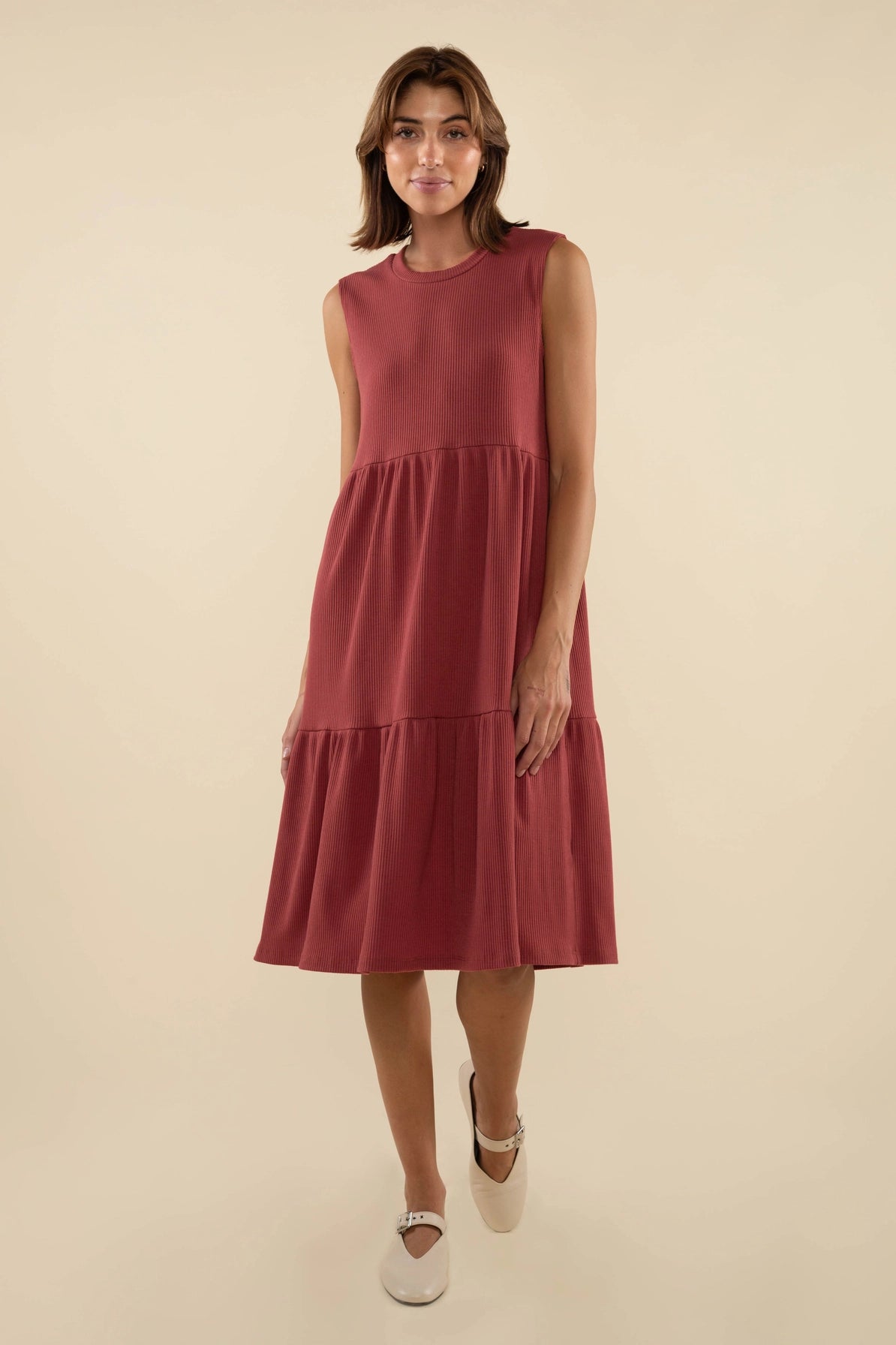 Sleeveless Tiered Rib Dress
