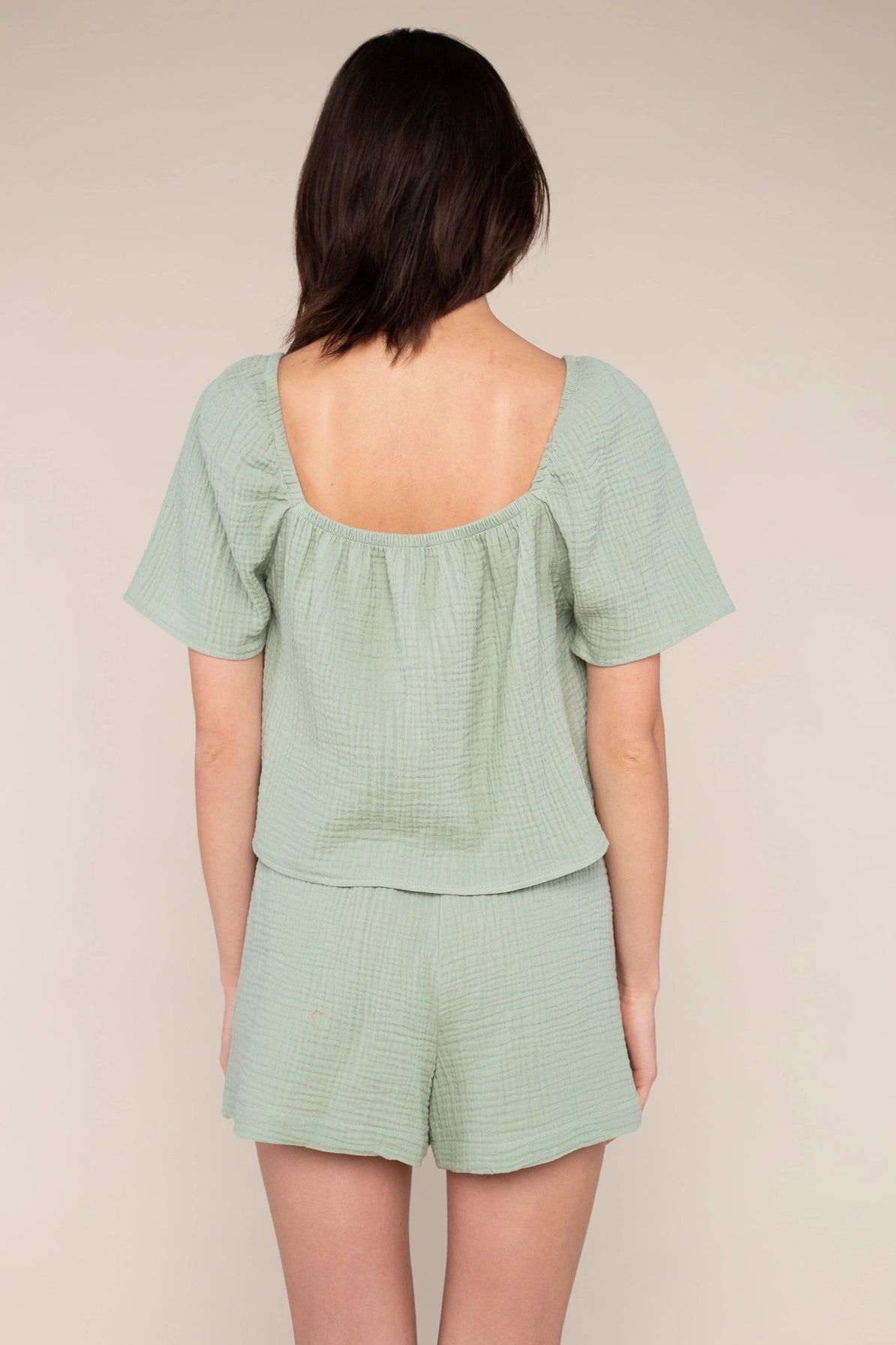 Cotton Gauze Crop Blouse