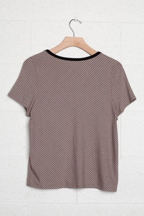 Striped Bias Short Sleeve Tee