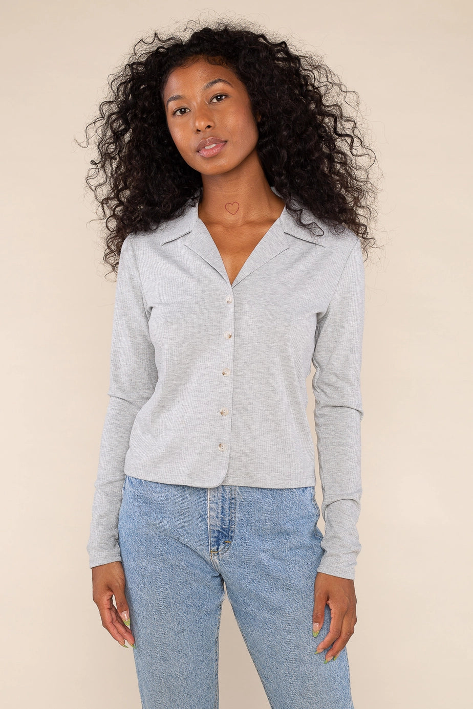 Rib Button Down Top