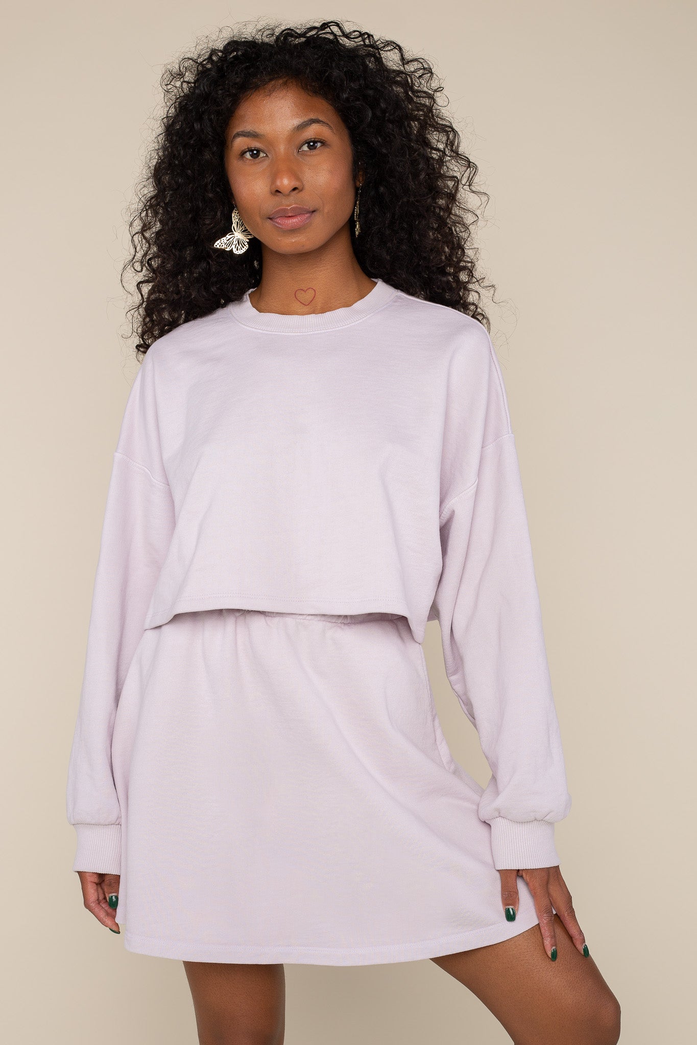 French Terry Sweatshirt (Crop Length) - Dusty Lavender