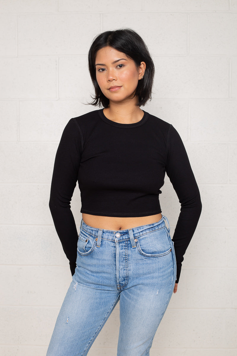 Long Sleeve Rib Top (Crop Length)