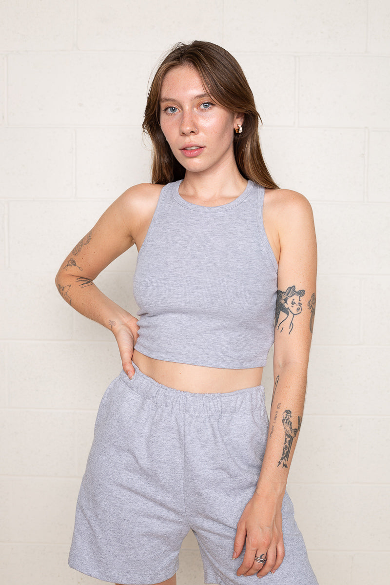 Hi-Neck 2x1 Rib Tank (Crop Length)