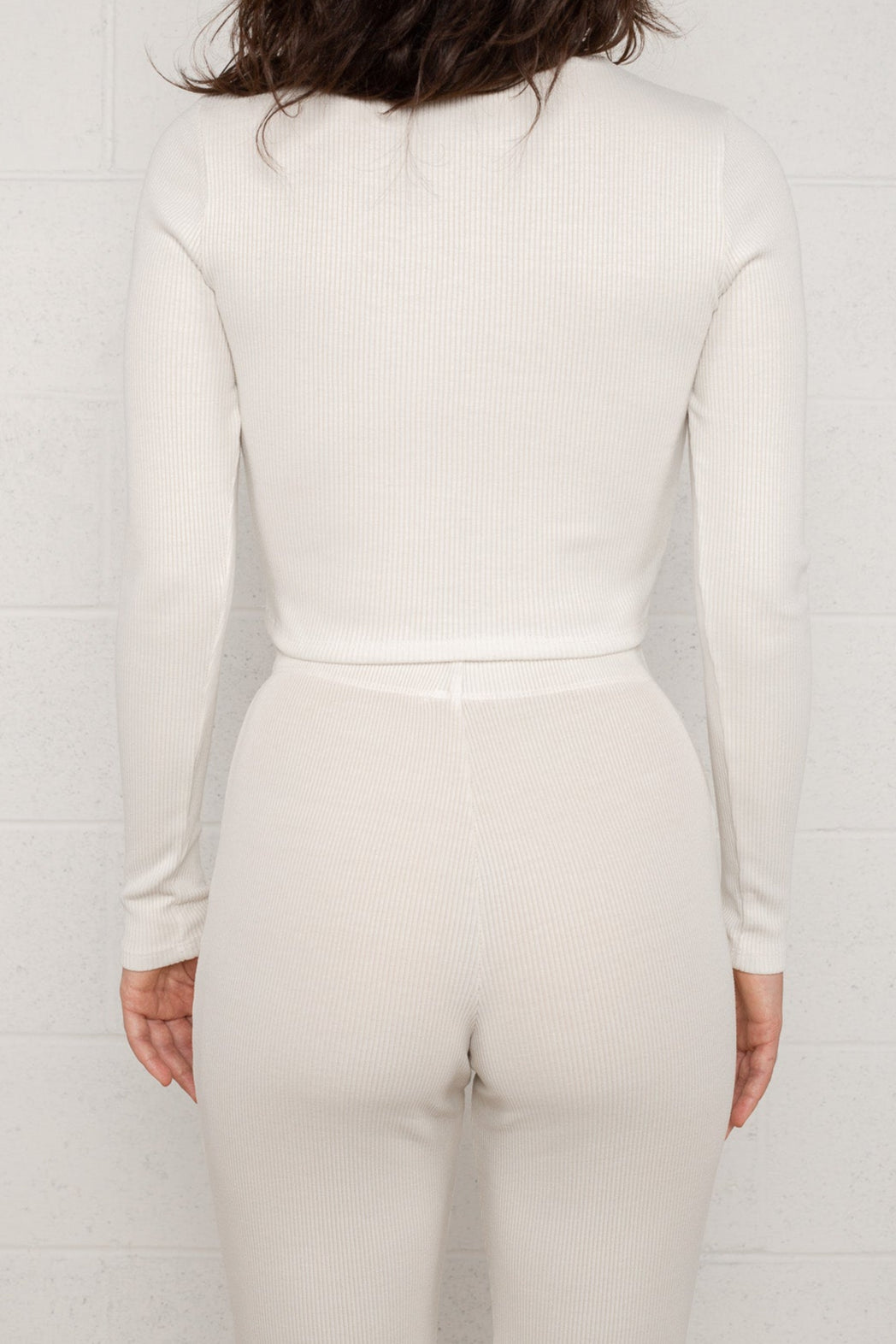 Rib Mock Neck Long Sleeve (Crop Length)