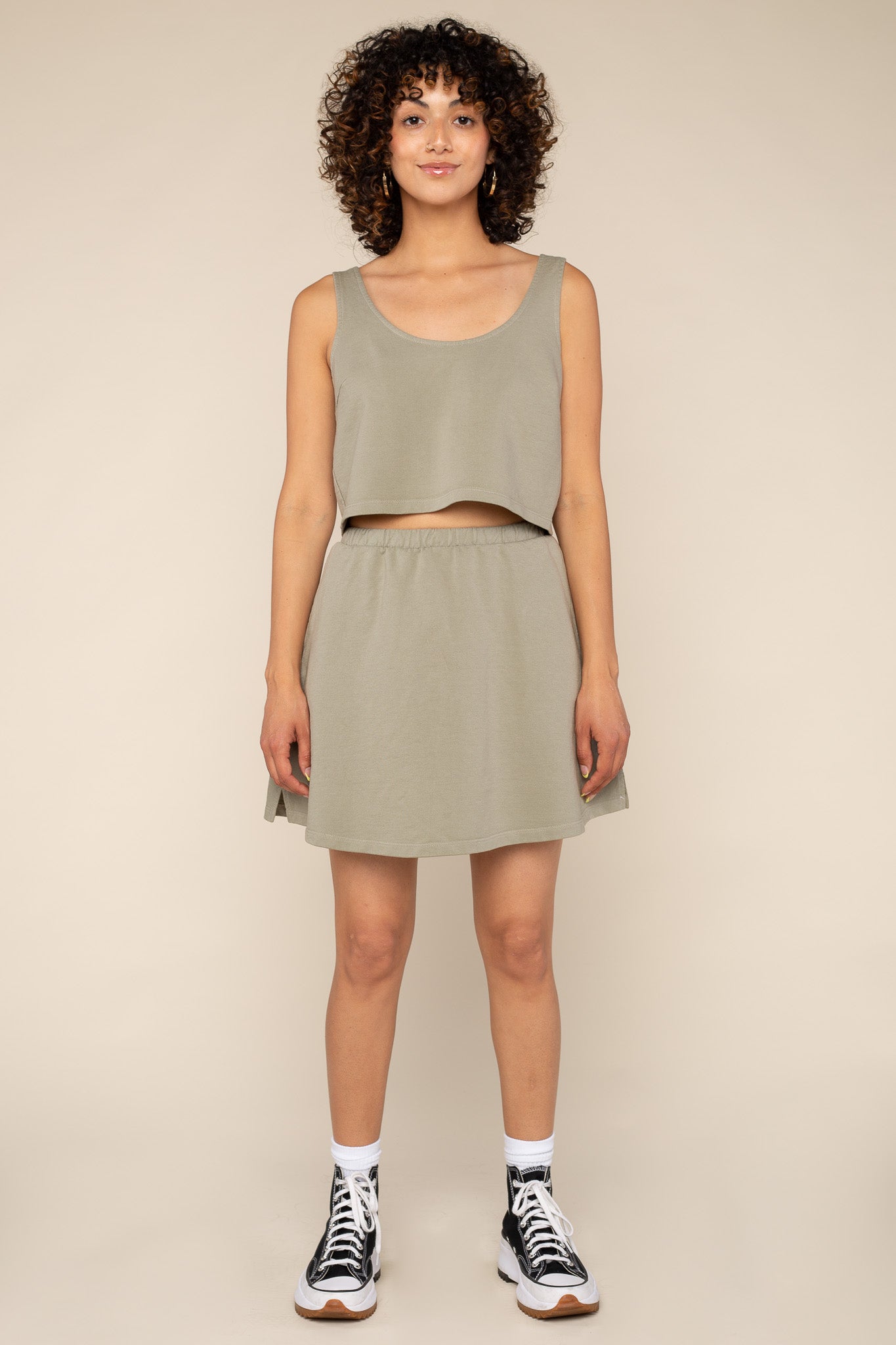 French Terry Tank (Crop Length) - Vintage Sage