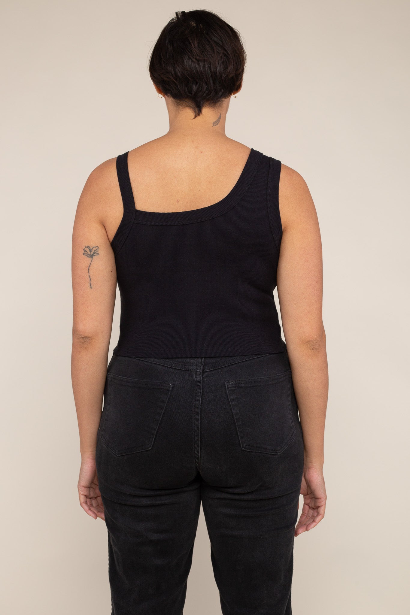 Asymmetrical Strap 2x1 Rib Tank (Crop Length)