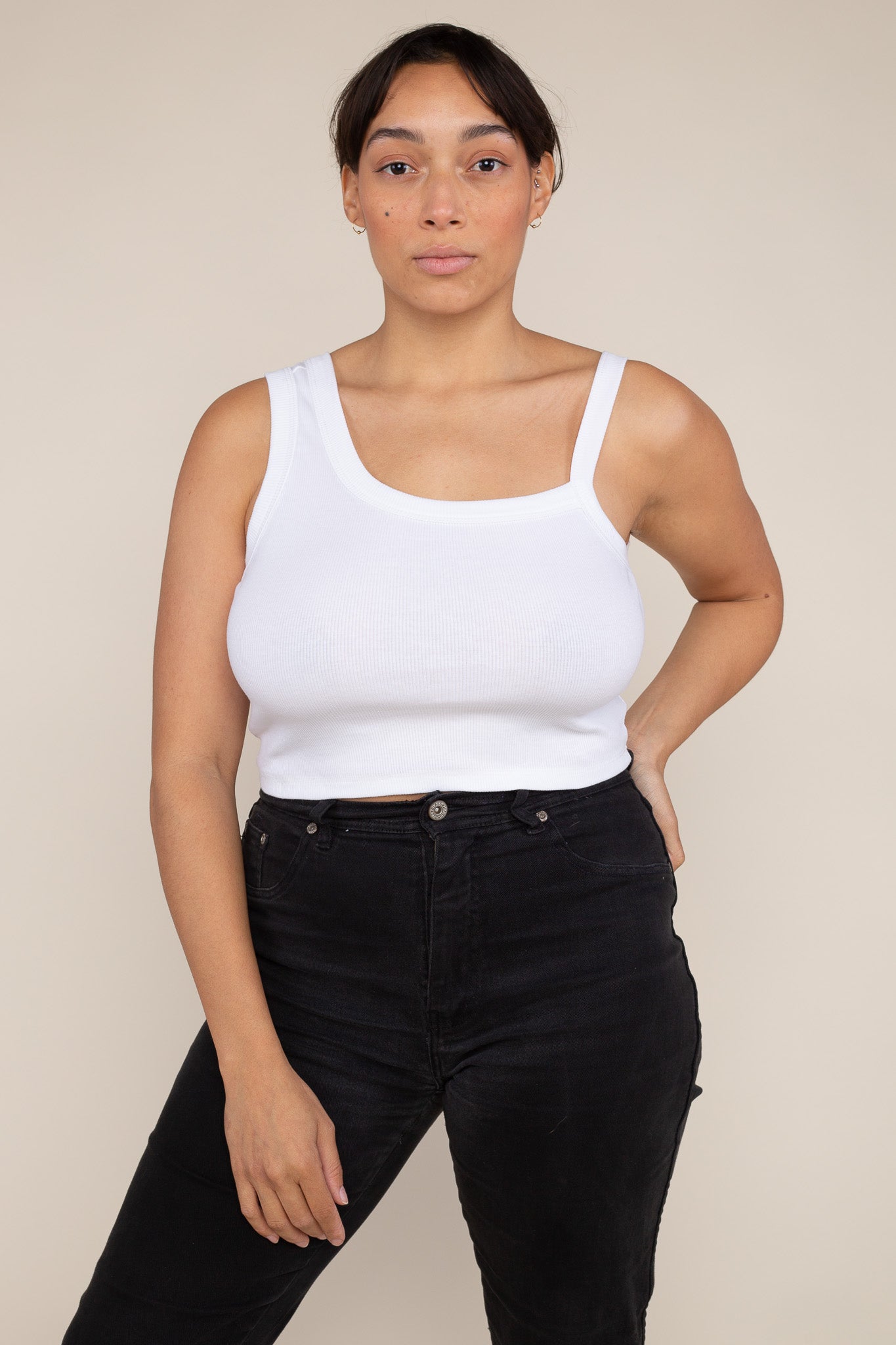 Asymmetrical Strap 2x1 Rib Tank (Crop Length)