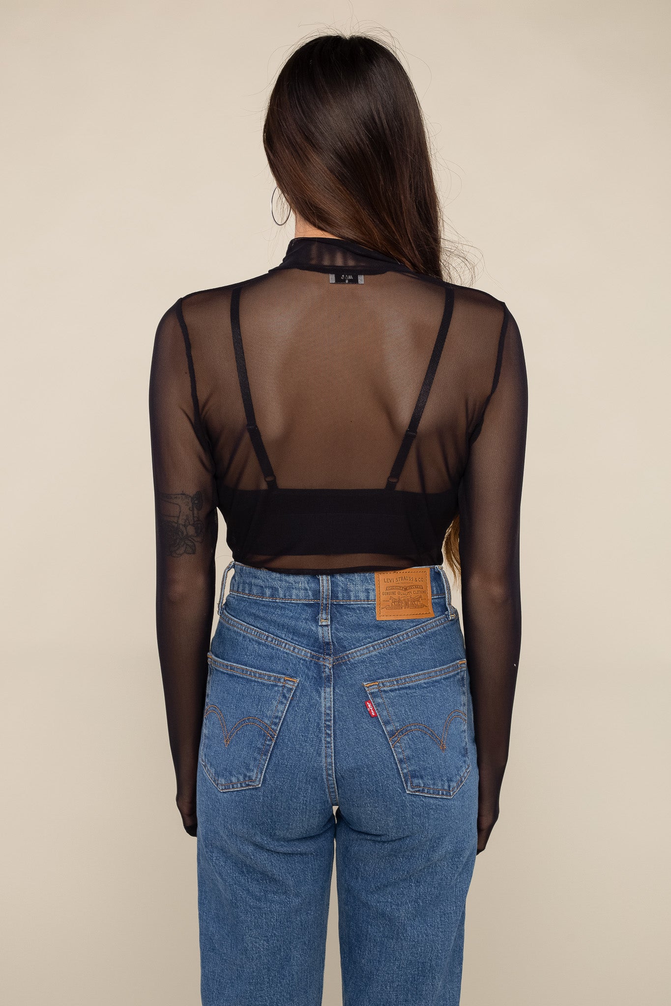 Mockneck Mesh Top